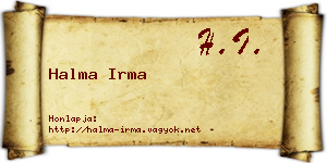 Halma Irma névjegykártya
